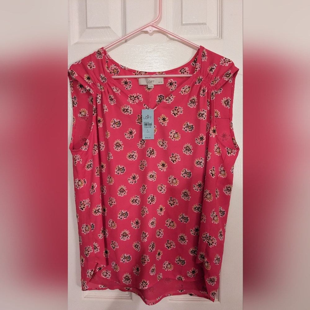 Loft pink floral blouse new with tags